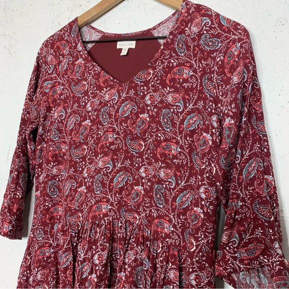 Garnet Hill Paisley Print Floral Longe Sleeve Dress Size 4 - Picture 5 of 11